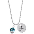 thumbnail image 1 of Delight Jewelry Silvertone Wide Hot Blue Zebra Print Band Spinner Silvertone Script Initial Disc - A - Charm Necklace, 20"+3", 1 of 4