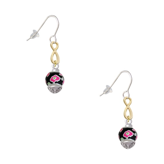 Delight Jewelry Silvertone Wide Hot Pink Cheetah Print Band Spinner Gold Tone Infinity French Earrings
