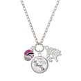 thumbnail image 1 of Delight Jewelry Silvertone Wide Hot Pink Zebra Print Band Spinner Let Things Go Fall Zoey Charm Necklace, 28", 1 of 4