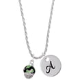 thumbnail image 1 of Delight Jewelry Silvertone Wide Lime Green Cheetah Print Band Spinner Silvertone Script Initial Disc - A - Charm Necklace, 20"+3", 1 of 4