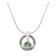 thumbnail image 1 of Delight Jewelry Silvertone Wide Lime Green Zebra Print Band Spinner Miracles Ring Charm Necklace, 18", 1 of 4
