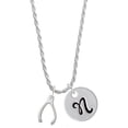 thumbnail image 1 of Delight Jewelry Silvertone Wishbone Silvertone Script Initial Disc - N - Charm Necklace, 20"+3", 1 of 4