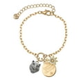thumbnail image 1 of Delight Jewelry Silvertone Wolf Head Goldtone Discover Dream Explore Zoey Charm Bracelet, 6.5+2" Extender, 1 of 1