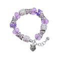 thumbnail image 1 of Delight Jewelry Silvertone Wolf Head Purple Butterfly Bead Charm Bracelet, 7"+1" Extender, 1 of 1