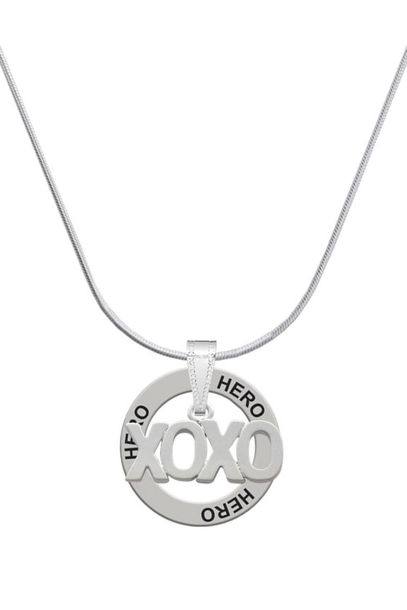 Silvertone XOXO Hero Ring Charm Necklace, 18"