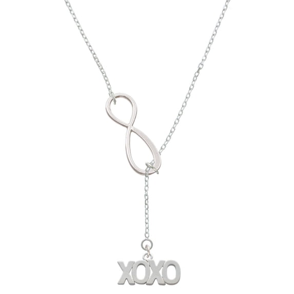 Delight Jewelry Silvertone XOXO Silver tone Elegant Infinity Lariat Necklace