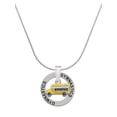 thumbnail image 1 of Delight Jewelry Silvertone Yellow School Bus Side Gymnastics Ring Charm Necklace, 18", 1 of 4