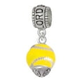 thumbnail image 1 of Delight Jewelry Silvertone Yellow Softball with Stitching Spinner Lord Guide Me Charm Bead, 1 of 4