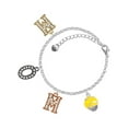 thumbnail image 1 of Delight Jewelry Silvertone Yellow Softball with Stitching Spinner Multi-Colored Crystal Mom Charm Bracelet, 1 of 4