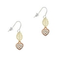 thumbnail image 1 of Delight Jewelry Small Rose Goldtone Heart with Clear Crystals Goldtone Leaf French Earrings, 1 of 4