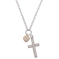 thumbnail image 1 of Delight Jewelry Small Rose Goldtone Heart with Clear Crystals I Set You Apart Engraved Cross Zoey Necklace, 28", 1 of 4