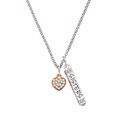 thumbnail image 1 of Delight Jewelry Small Rose Goldtone Heart with Clear Crystals Silvertone Sisters Best Friends Forever Bar Charm Necklace, 23", 1 of 4