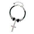 thumbnail image 1 of Delight Jewelry Stainless Steel 1.3" Cross - Coach Celtic Knot Leather Bead Bracelet, 7"+2" Extender, 1 of 4