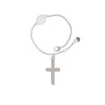 thumbnail image 1 of Delight Jewelry Stainless Steel 1.3" Cross - - Silvertone Leaf Delicate Bracelet, 6.25+1.75", 1 of 3