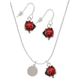 thumbnail image 1 of Delight Jewelry Stainless Steel 10mm Blank Disc - Red Lucky Ladybug Necklace and Dangle Earrings Set, 1 of 6