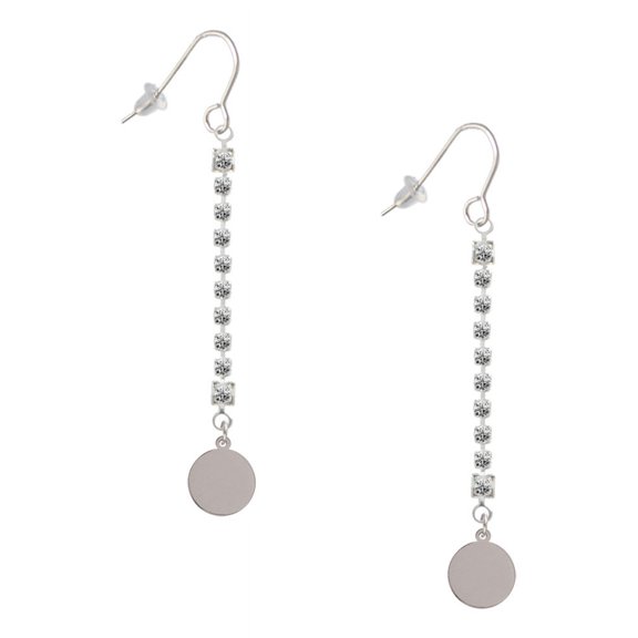 Delight Jewelry Stainless Steel 10mm Blank Disc - Silver-tone Long Sparkle Dangle French Earrings