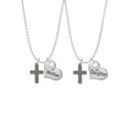 thumbnail image 1 of Delight Jewelry Stainless Steel 5/8" Cross - Mother & Daughter Heart Necklaces (Set of 2), 19"+2", 1 of 4