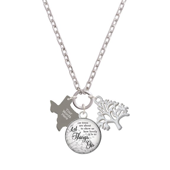Delight Jewelry Stainless Steel Custom Engraved Texas - Let Things Go Fall Zoey Charm Necklace, 28"