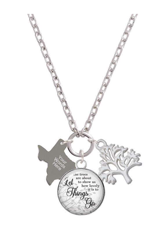 Stainless Steel Custom Engraved Texas - Let Things Go Fall Zoey Charm Necklace, 28"
