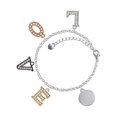 thumbnail image 1 of Delight Jewelry Stainless Steel Disc Multi-Colored Crystal Love Charm Bracelet, 1 of 5