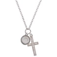 thumbnail image 1 of Delight Jewelry Stainless Steel Disc Nevertheless She Persisted I Set You Apart Engraved Cross Zoey Necklace, 28", 1 of 4
