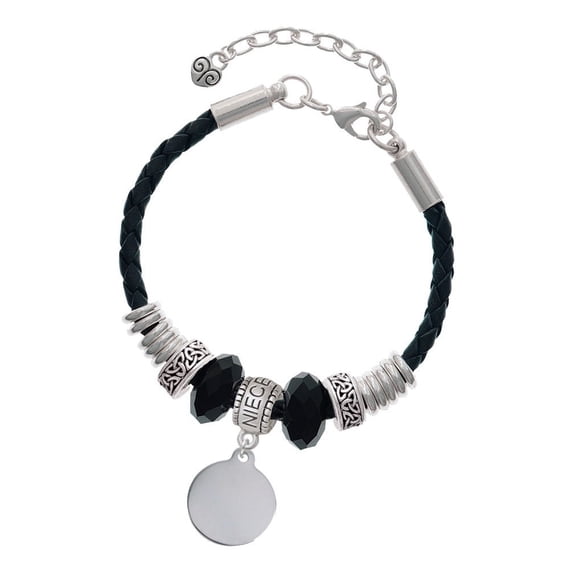 Delight Jewelry Stainless Steel Disc Niece Celtic Knot Leather Bead Bracelet, 7"+2" Extender