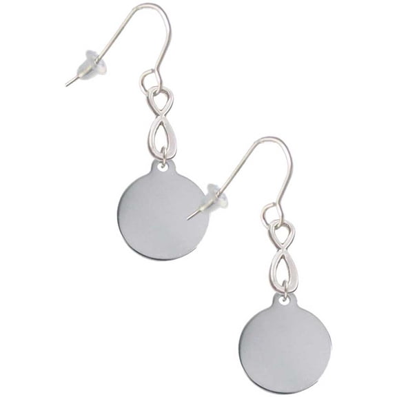 Delight Jewelry Stainless Steel Disc Silver tone Infinity French Earrings
