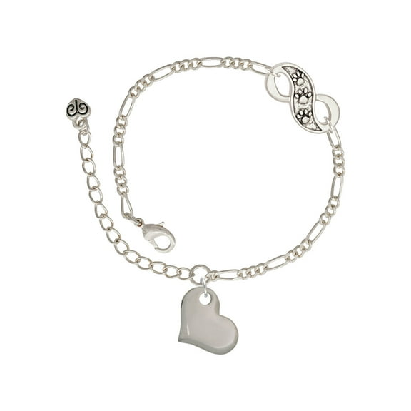 Delight Jewelry Stainless Steel Heart Silver-tone Paw Infinity Link Chain Bracelet, 6"+2" Extender