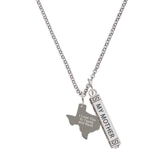Delight Jewelry Stainless Steel I Love You to Texas - Silvertone Always My Mother Bar Charm Necklace, 23"