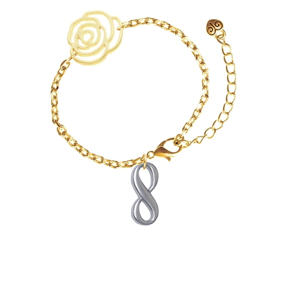 Delight Jewelry Stainless Steel Infinity Sign - Gold-tone Flower Link Chain Bracelet, 6.75"+2" Extender