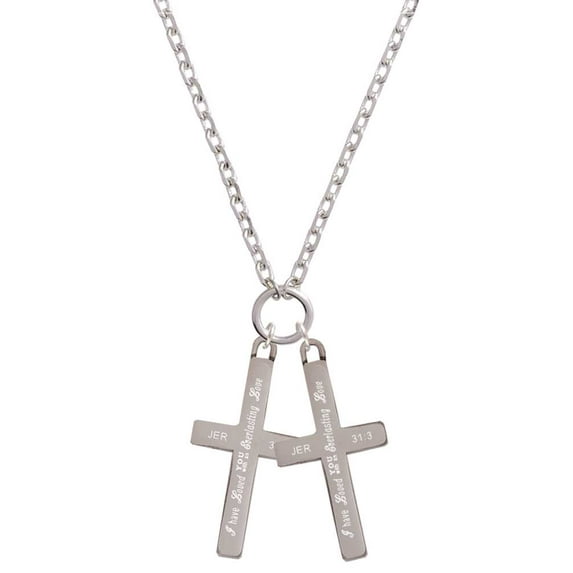 Delight Jewelry Stainless Steel Jeremiah 31:3 - Everlasting Love Engraved Cross - Everlasting Love Engraved Cross Zoey Necklace, 28"