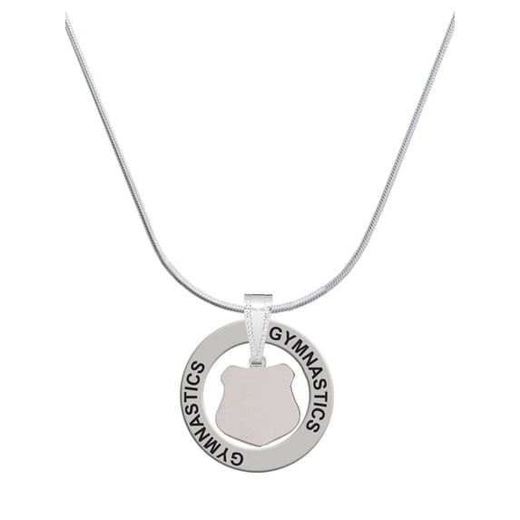 Delight Jewelry Stainless Steel Police Badge Blank - Gymnastics Ring Charm Necklace, 18"