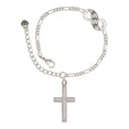 thumbnail image 1 of Delight Jewelry Stainless Steel Proverbs 31:25 - She is Clothed Engraved Cross - Silver-tone Paw Infinity Link Chain Bracelet, 6"+2" Extender, 1 of 3