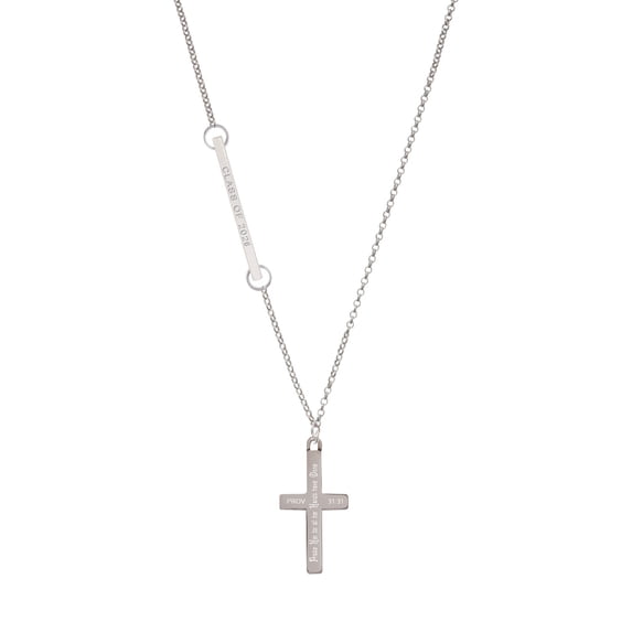 Delight Jewelry Stainless Steel Proverbs 31:31 - Praise Her Engraved Cross - Silvertone Class of 2026 Delicate Bar Necklace, 18.75"
