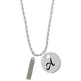 thumbnail image 1 of Delight Jewelry Stainless Steel Rectangular Blank Tag - Silvertone Script Initial Disc - A - Charm Necklace, 20"+3", 1 of 4