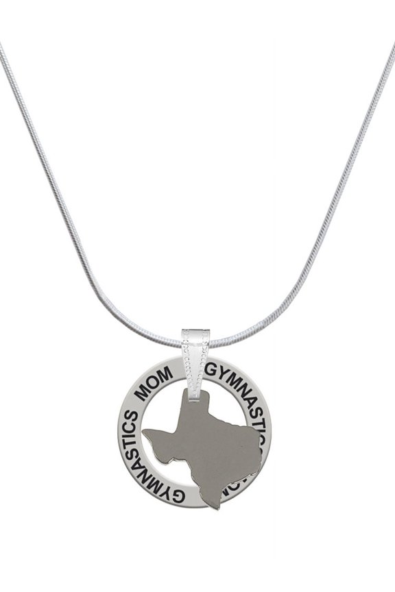 Stainless Steel Texas - Gymnastics Mom Ring Charm Necklace, 18"