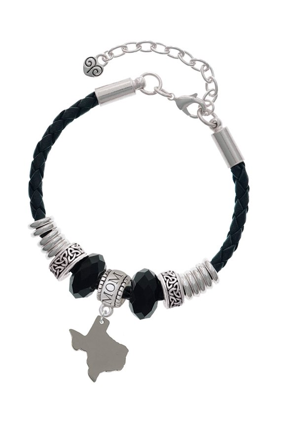 Stainless Steel Texas - Mom Celtic Knot Leather Bead Bracelet, 7"+2" Extender