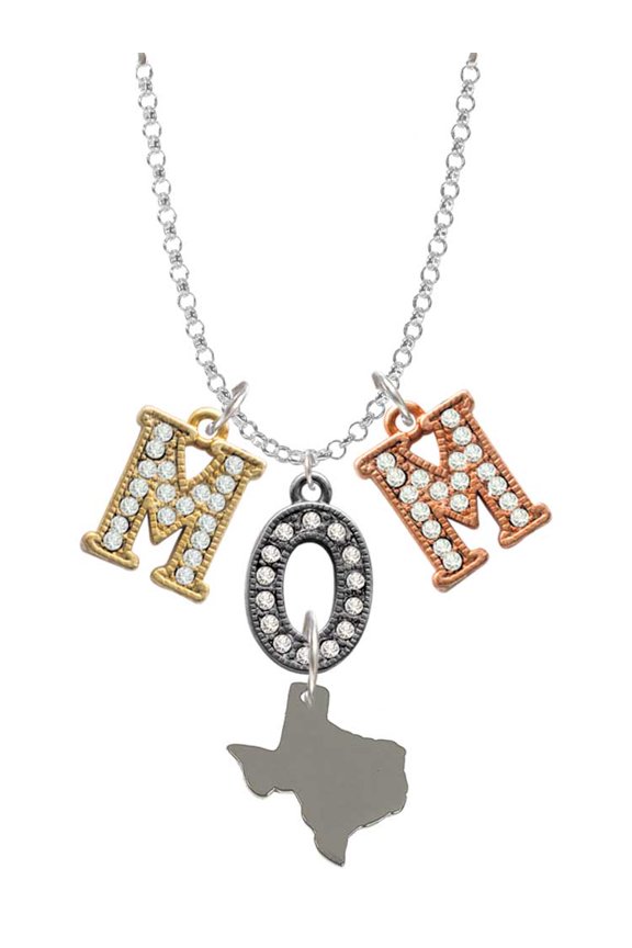 Stainless Steel Texas - Multi-Colored Crystal Mom Charm Necklace