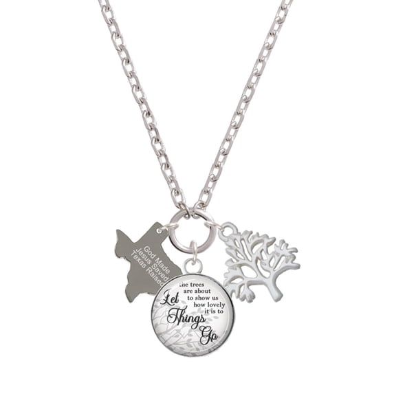 Delight Jewelry Stainless Steel Texas Raised Texas - Let Things Go Fall Zoey Charm Necklace, 28"