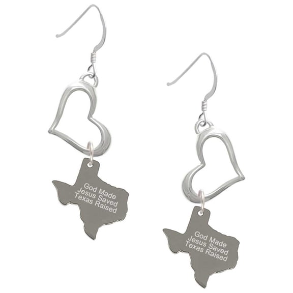 Delight Jewelry Stainless Steel Texas Raised Texas - Open Heart French Earrings
