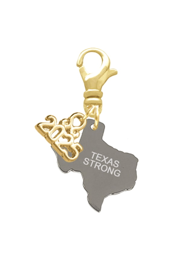 Stainless Steel Texas Strong - Gold-tone Clip on Charm with Mini Year 2025