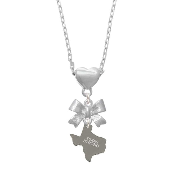 Delight Jewelry Stainless Steel Texas Strong - Silver tone Bow Heart Necklace