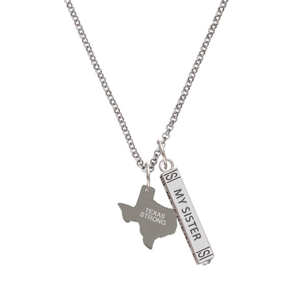 Delight Jewelry Stainless Steel Texas Strong - Silvertone Always My Sister Bar Charm Necklace, 23"