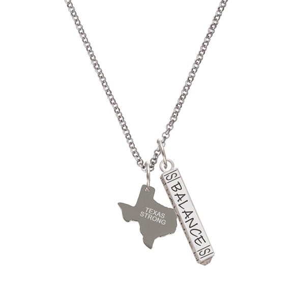Delight Jewelry Stainless Steel Texas Strong - Silvertone Balance Bar Charm Necklace, 23"