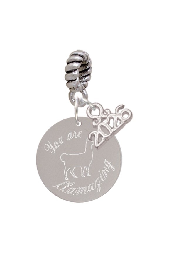 Stainless Steel You are Llamazing Llama Disc - Silver Plated Rope Charm Bead Dangle with Mini 2026