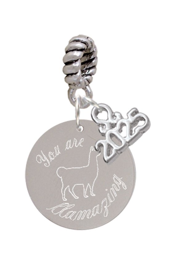 Stainless Steel You are Llamazing Llama Disc - Silver-tone Rope Charm Bead Dangle with Mini 2025