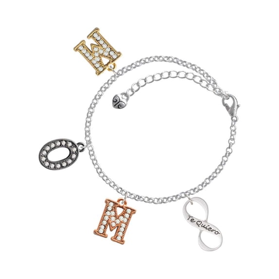 Delight Jewelry Te Quiero Infinity Sign Multi-Colored Crystal Mom Charm Bracelet