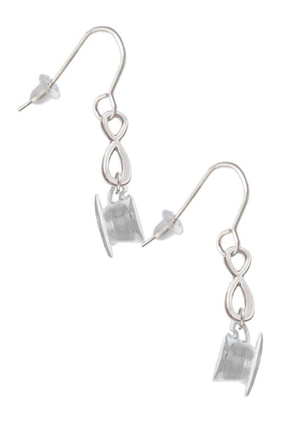 Tea Cup Silver tone Infinity French Earrings