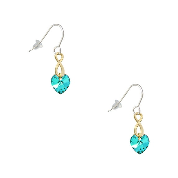 Delight Jewelry Teal Crystal Heart Gold Tone Infinity French Earrings