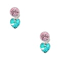 thumbnail image 1 of Delight Jewelry Teal Crystal Heart Pink Crystal Clip on Earrings, 1 of 5
